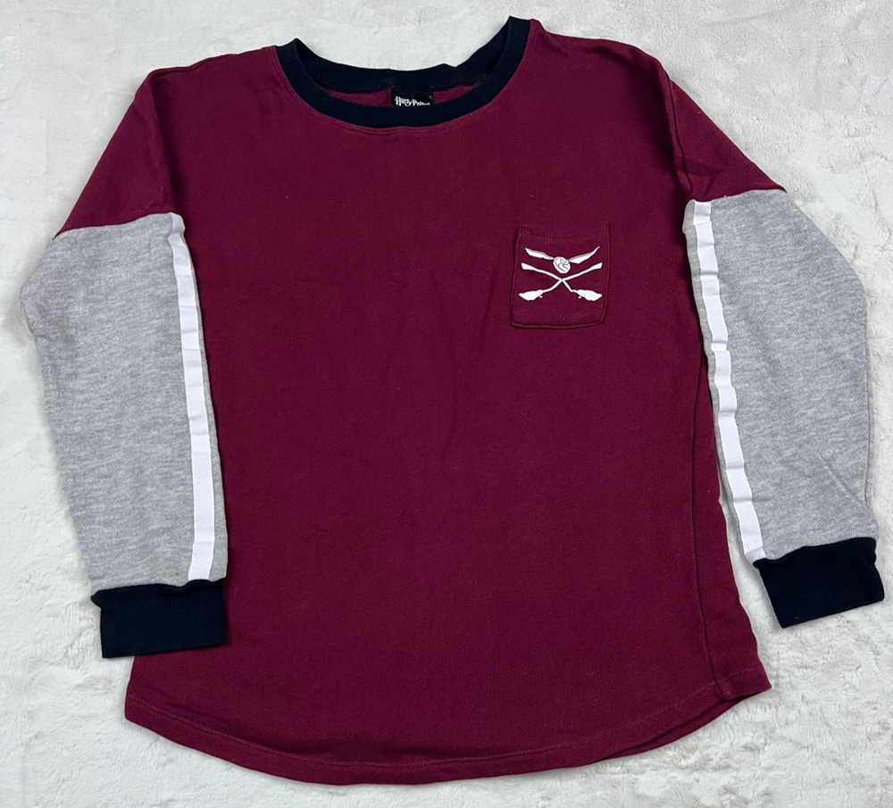Harry Potter Quidditch Sweatshirt Youth Medium Maroon Gray Long Sleeve Pullover